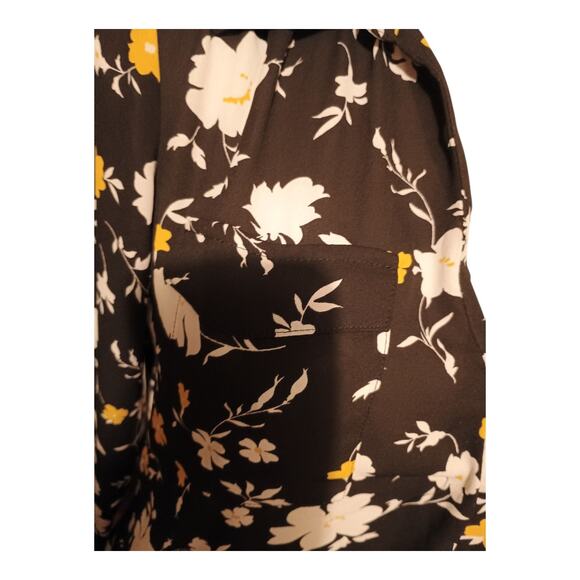 Ann Taylor Women's Petite Black Floral Print Chiffon Pockets Tunic Size XSP - Picture 7 of 10